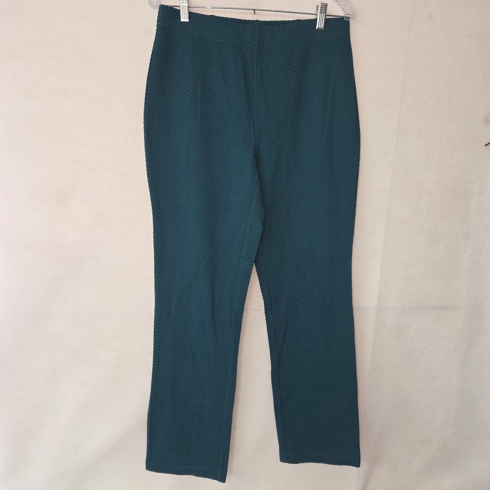SIMONTONSAYS Textured Chevron Pattern Straight Leg Pants Teal Womens Size Medium